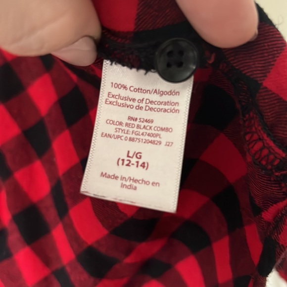 Black Vintage Floral Embroidery Patch Top/ Red & Black Buffalo Plaid Button Up - Picture 6 of 8